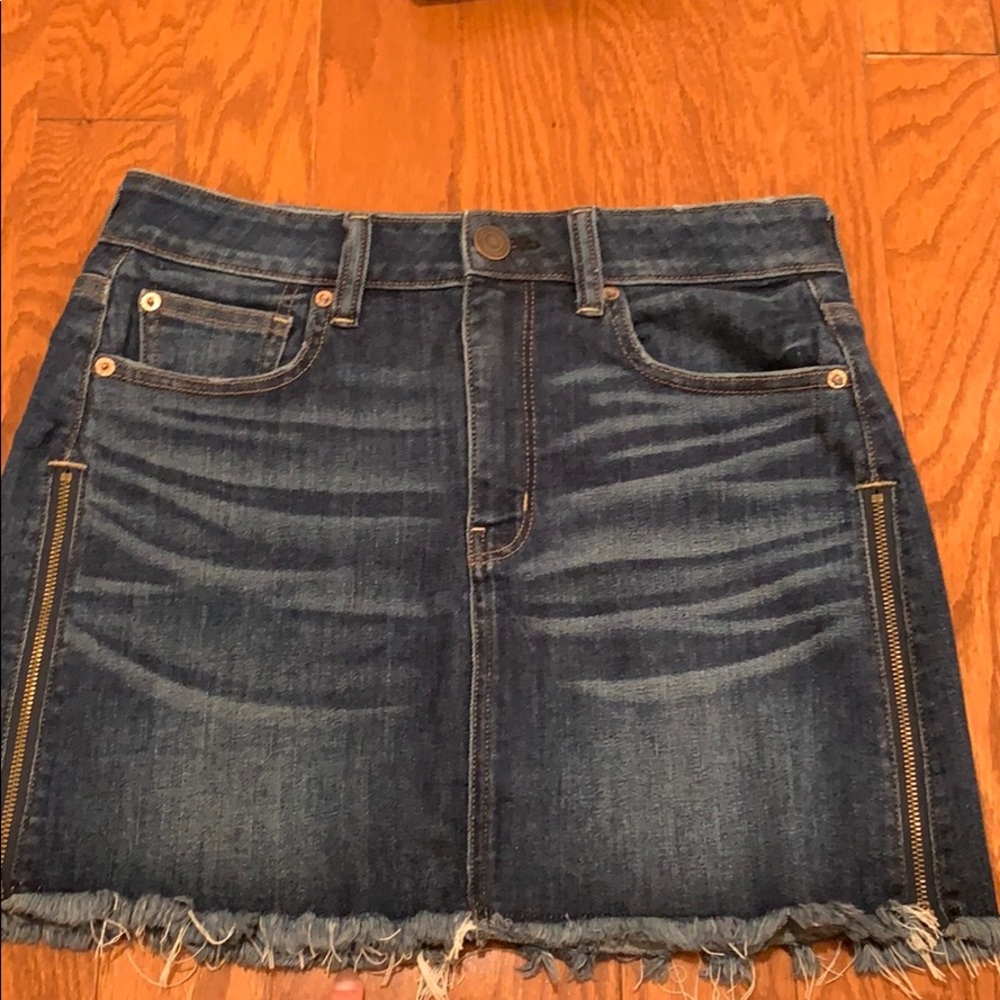 denim skirt dark wash